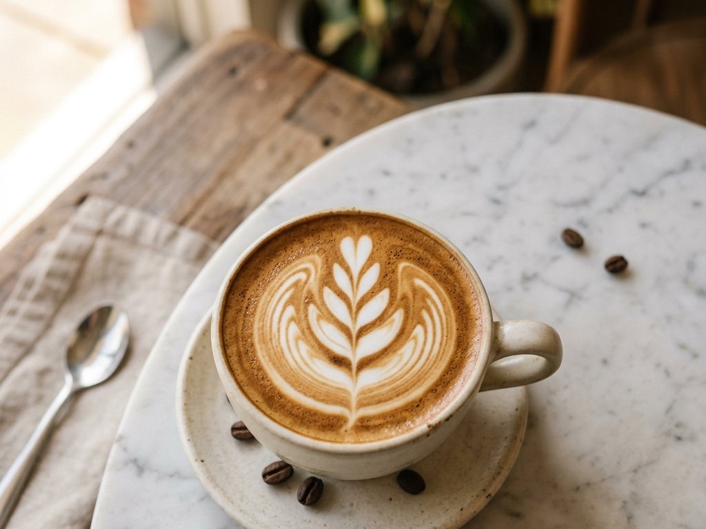 Latte art σε φλιτζάνι καφέ — GIÓVA